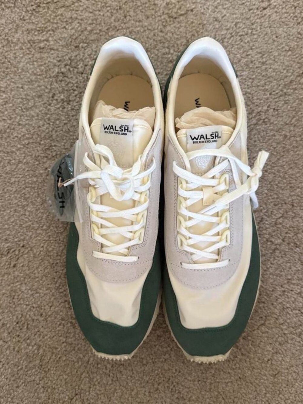 Walsh white and green trainers